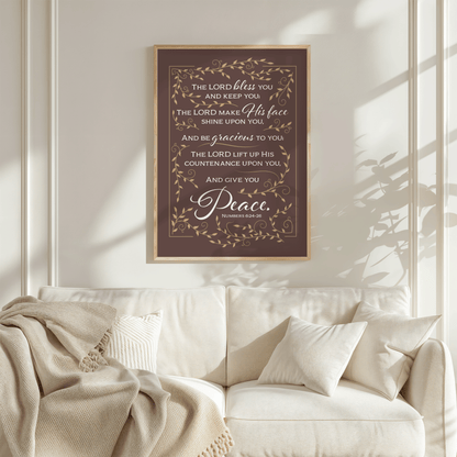 Bible Verse Print, Numbers 6:24-26, Aaronic Blessing